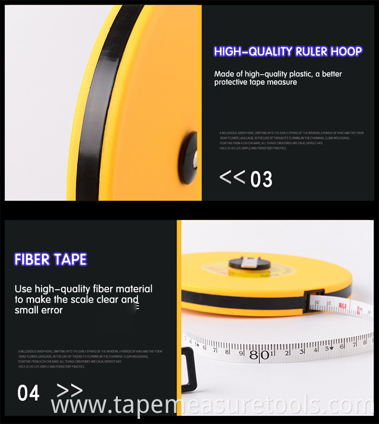 Fiber ruler 30 m 50 m 100 m disc ruler hand-operated plastic soft tape measure can be customized leather tape measure